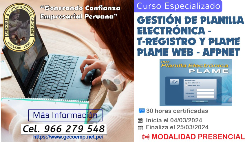 GESTIÓN DE PLANILLA ELECTRÓNICA T-REGISTRO Y PLAME